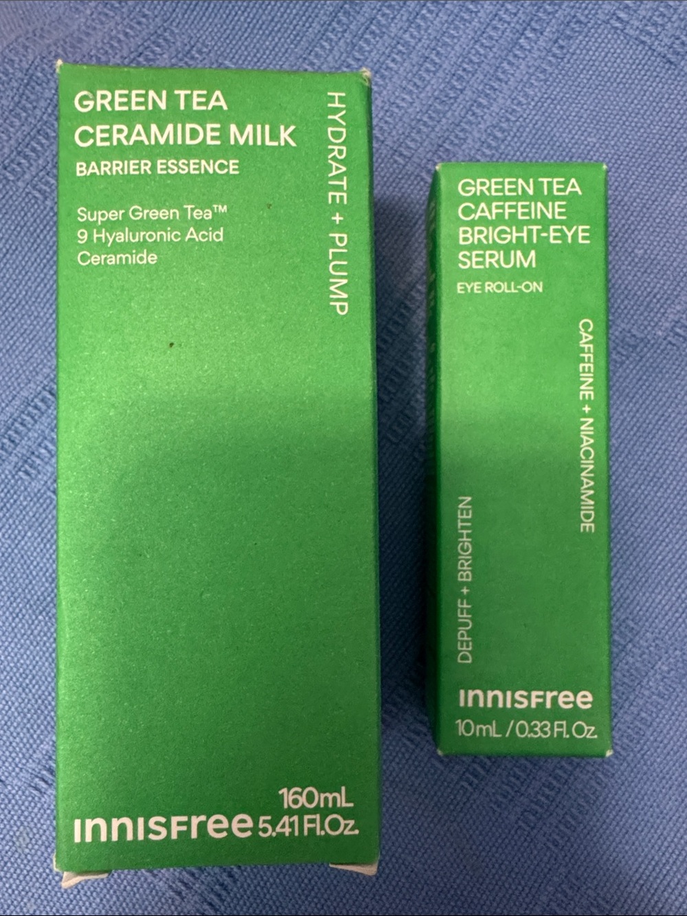 New InnisFree Green Tea Ceramide Milk Toner and Eye RollOn Serum KBeauty
